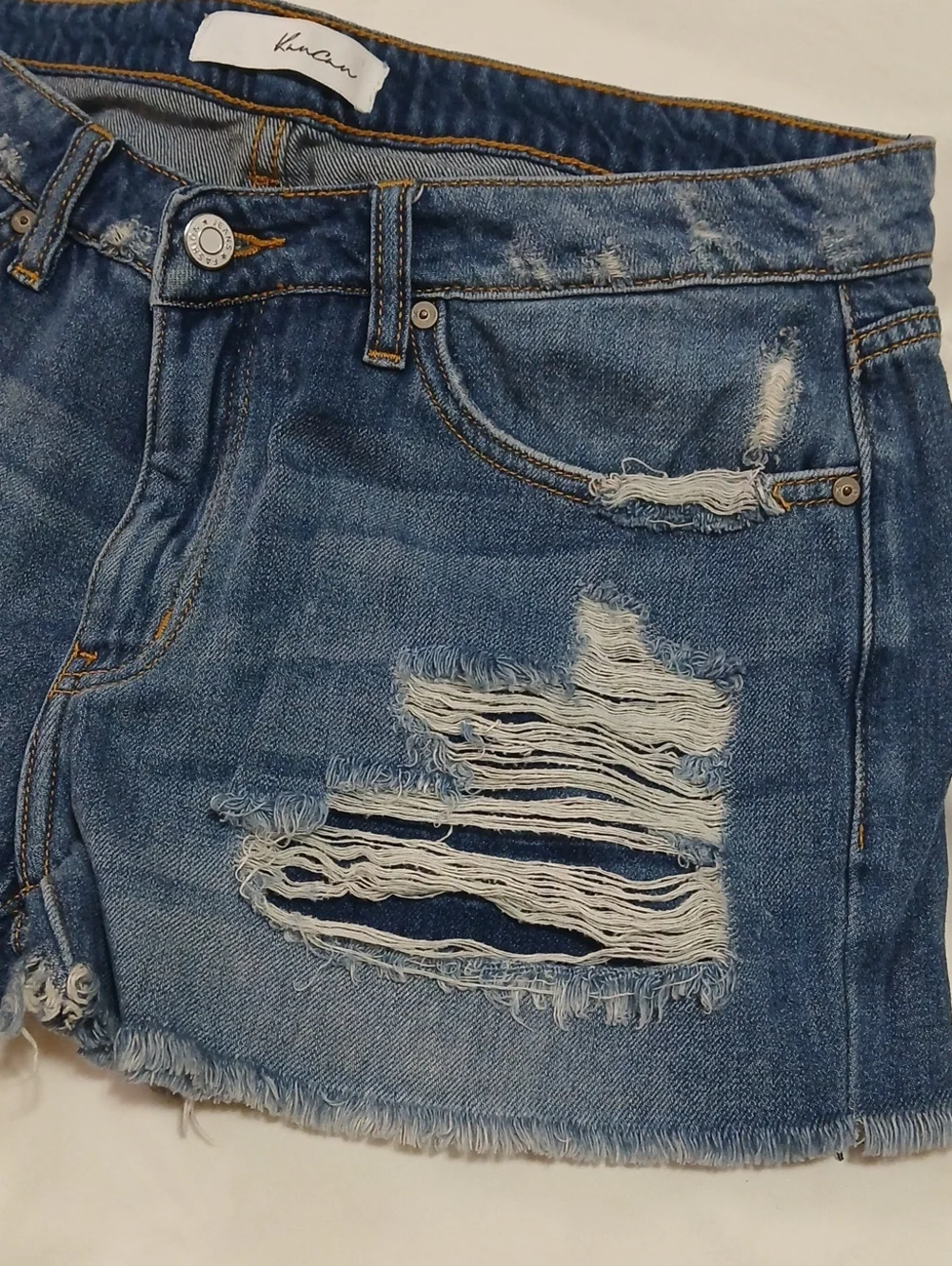 KanKan Denim Distressed Shorts